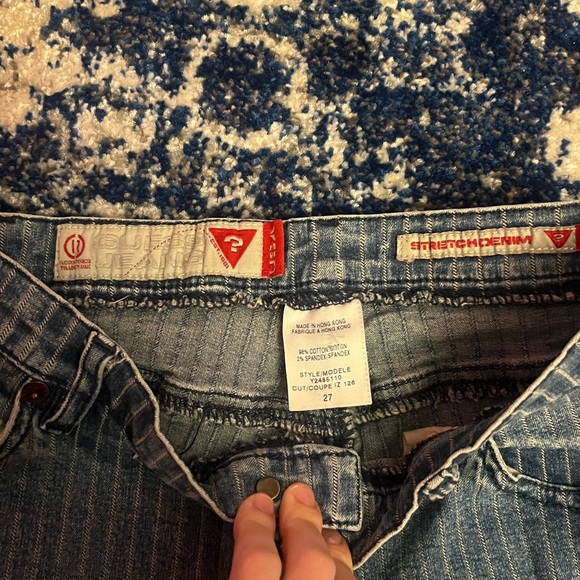 All About You Pinstripe Flare Jeans in Orange